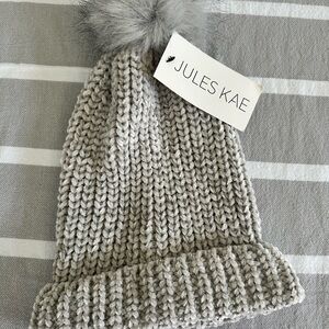 NWT Jules Kae grey beanie Pom knit